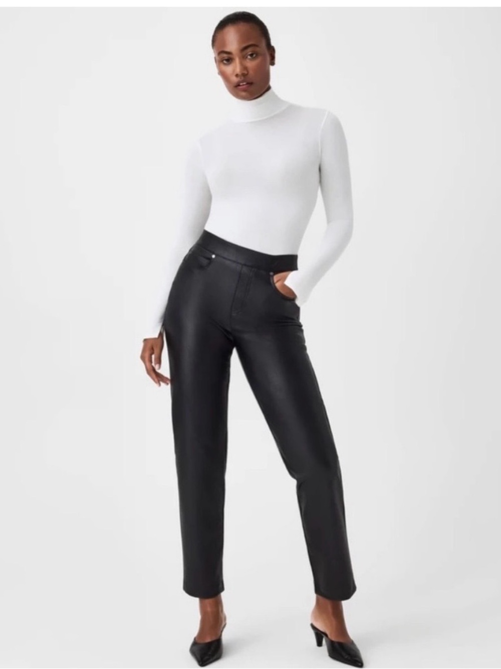 Spanx Black Faux Leather Trouser Pants
